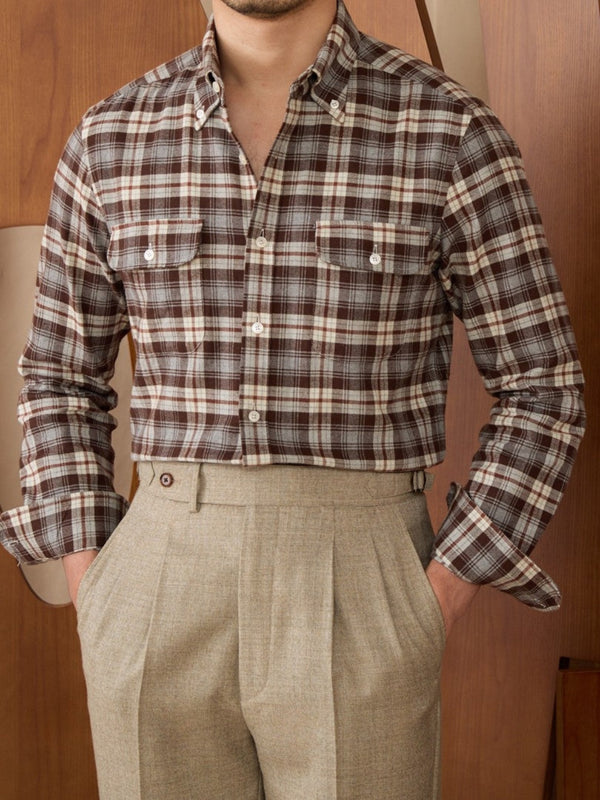 Tonante Cotton Shirt - Chestnut Plaid